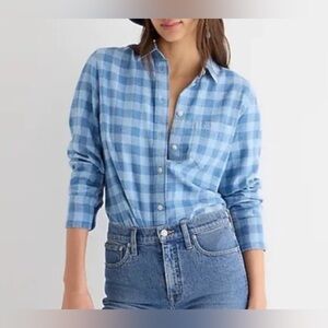 J. Crew Classic Fit Flannel Shirt Indigo Buffalo Check